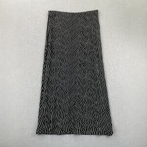 Chicos Maxi Skirt Size 2 (Large) Black White Textured Knit Pull-On Elastic Waist